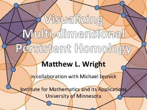 Visualizing Multidimensional Persistent Homology Matthew L Wright in