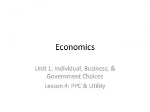 Economics Unit 1 Individual Business Government Choices Lesson