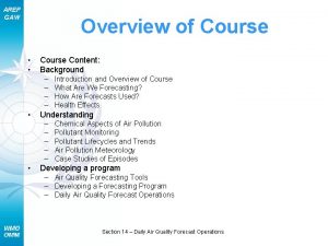 AREP GAW Overview of Course Course Content Background