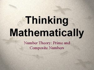 Thinking Mathematically Number Theory Prime and Composite Numbers