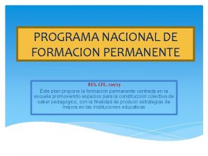 PROGRAMA NACIONAL DE FORMACION PERMANENTE RES CFE 20113