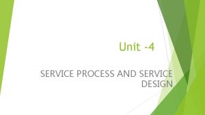 Unit 4 SERVICE PROCESS AND SERVICE DESIGN MEANING