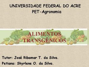 UNIVERSIDADE FEDERAL DO ACRE PETAgronomia ALIMENTOS TRANSGNICOS Tutor