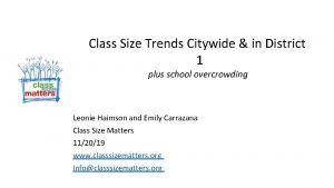 Class Size Trends Citywide in District 1 plus