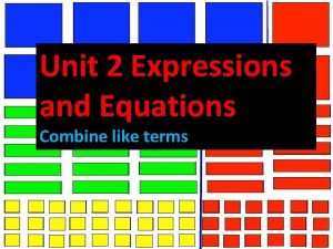 Unit 2 Expressions and Equations Combine like terms