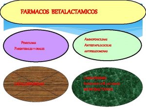 FARMACOS BETALACTAMICOS PENICILINAS PARENTERALES Y ORALES AMINOPENICILINAS ANTIESTAFILOCOCICAS