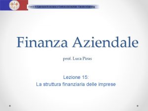 Corso di Laurea in Economia e Gestione Aziendale