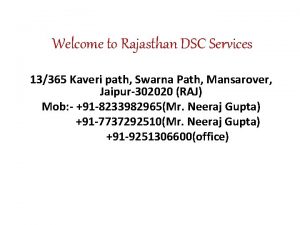 Welcome to Rajasthan DSC Services 13365 Kaveri path
