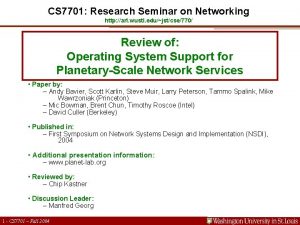 CS 7701 Research Seminar on Networking http arl