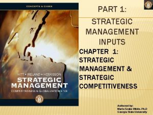 PART 1 STRATEGIC MANAGEMENT INPUTS CHAPTER 1 STRATEGIC