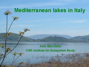 Mediterranean lakes in Italy Aldo Marchetto CNR Institute