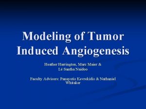 Modeling of Tumor Induced Angiogenesis Heather Harrington Marc