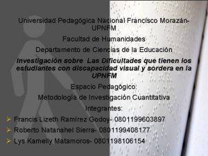 Universidad Pedaggica Nacional Francisco Morazn UPNFM Facultad de