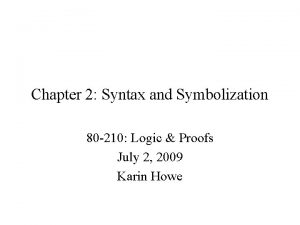 Chapter 2 Syntax and Symbolization 80 210 Logic