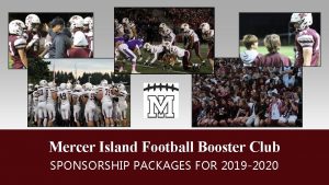 Mercer Island Football Booster Club SPONSORSHIP PACKAGES FOR