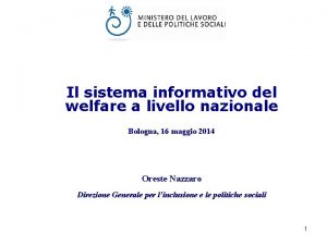 Il sistema informativo del welfare a livello nazionale