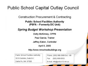 Public School Capital Outlay Council Construction Procurement Contracting