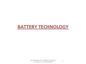 BATTERY TECHNOLOGY www bookspar com Website for Students