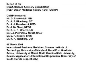 Report of the NOAA Science Advisory Board SAB