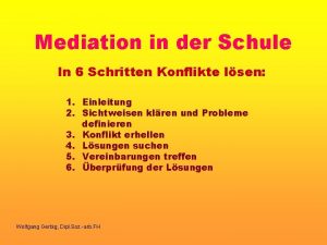 Mediation in der Schule In 6 Schritten Konflikte