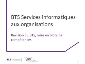 BTS Services informatiques aux organisations Rvision du BTS