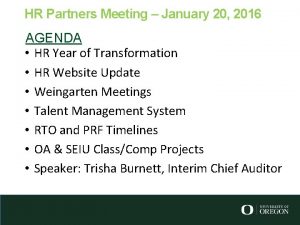 HR Partners Meeting January 20 2016 AGENDA HR