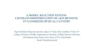 A MODEL REACTION SYSTEM CISTRANS ISOMERIZATION OF AZOBENZENE