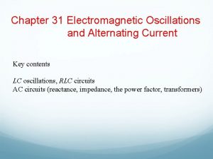 Chapter 31 Electromagnetic Oscillations and Alternating Current Key