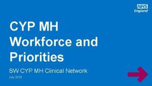 CYP MH Workforce and Priorities SW CYP MH