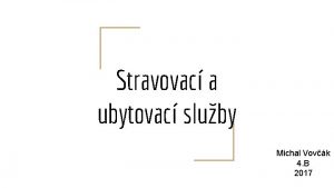 Stravovac a ubytovac sluby Michal Vovk 4 B