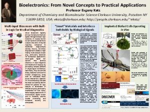 Bioelectronics From Novel Concepts to Practical Applications Professor