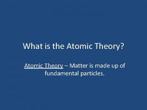What is the Atomic Theory Atomic Theory Matter