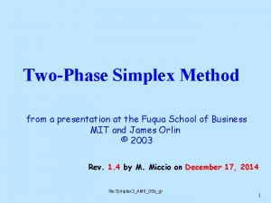 TwoPhase Simplex Method from a presentation at the