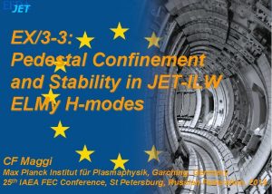 EX3 3 Pedestal Confinement and Stability in JETILW