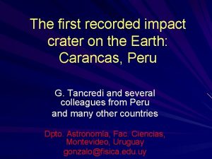 The first recorded impact crater on the Earth