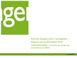 Port du masque chez l enseignant Impacts sur