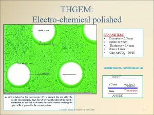 THGEM Electrochemical polished PARAMETERS Diameter 0 3 mm