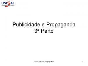 Publicidade e Propaganda 3 Parte Publicidade e Propaganda