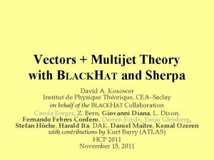 Vectors Multijet Theory with BLACKHAT and Sherpa David