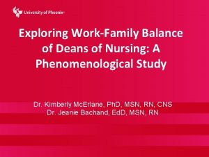 Exploring WorkFamily Balance of Deans of Nursing A