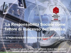 La Responsabilit Sociale come fattore di successo dellimpresa