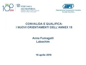 CONVALIDA E QUALIFICA I NUOVI ORIENTAMENTI DELLANNEX 15