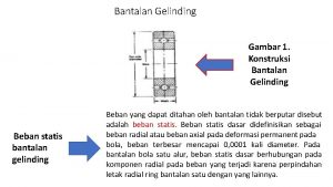 Bantalan Gelinding Gambar 1 Konstruksi Bantalan Gelinding Beban