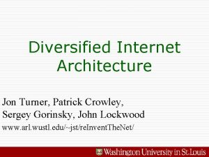 Diversified Internet Architecture Jon Turner Patrick Crowley Sergey