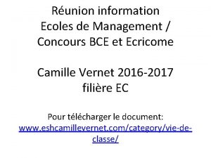 Runion information Ecoles de Management Concours BCE et