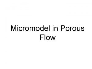 Micromodel in Porous Flow WHO ARE WE Prof