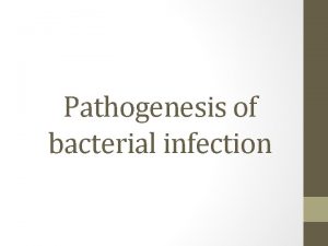 Pathogenesis of bacterial infection Overview The pathogenesis of