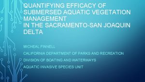 QUANTIFYING EFFICACY OF SUBMERSED AQUATIC VEGETATION MANAGEMENT IN