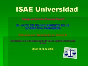 ISAE Universidad Trabajo de Derecho Procesal Penal II