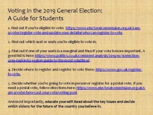 Voting in the 2019 General Election A Guide